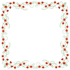 Delicate frame with red poppies 