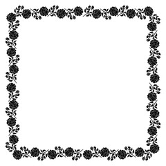 Delicate frame with black peony flowers