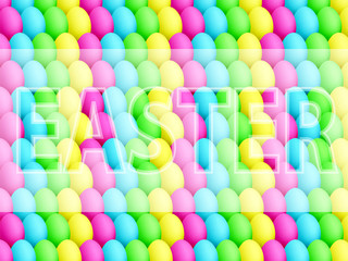Fototapeta na wymiar Easter eggs background realistic bright sign