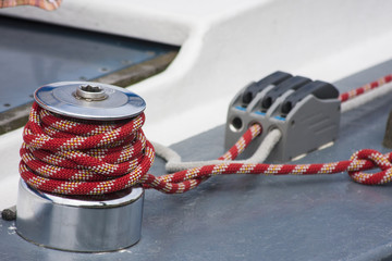 Sailing boat detail - from the capstan rope sailing