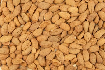 Spilled almonds. We like almonds. Healthy food.
