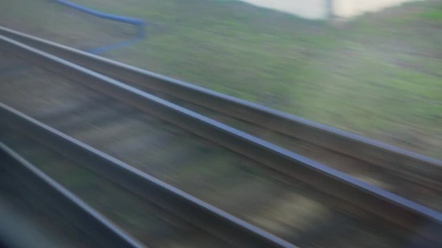 The railway from the window of a moving train