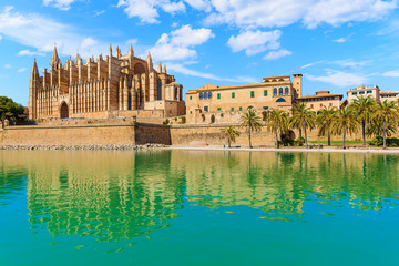 A view of famous La Seu Cathedral in Palma de Majorca, Spain