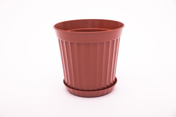 Empty plant pot isolated on white background.