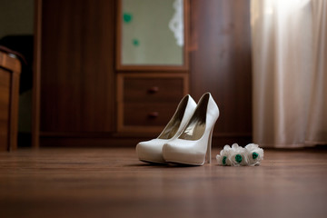 white  bride's shoes