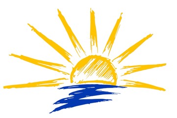 Obraz premium Drawing of sun and sea. 