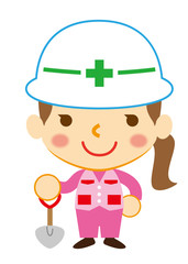 スコップを持った土木女子