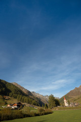 old alpine church at the end of Ahrntal valley, Italy