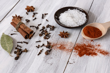 Fototapeta na wymiar Spices on white background