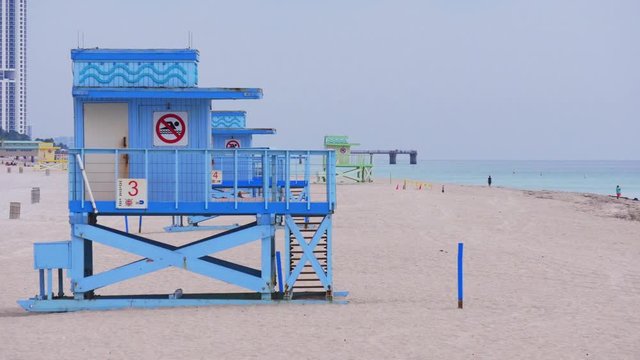 miami beach evening haulover park lifeguard tower 4k florida usa
