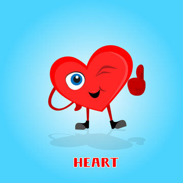 Heart Smiling Cartoon Character With Thumb Up Icon Banner