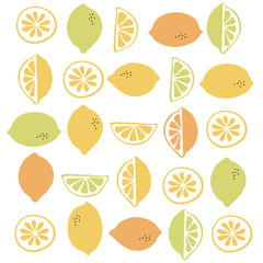 Seamless vector pattern with citrus fruit clices