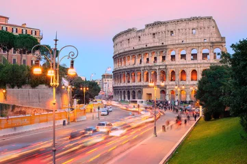 Photo sur Plexiglas Colisée Colisée, Rome, Italie, au coucher du soleil