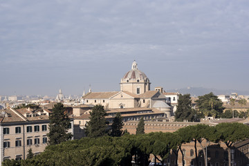 Fototapeta na wymiar Beautiful panoramic view from the top of the Eternal City. Rome