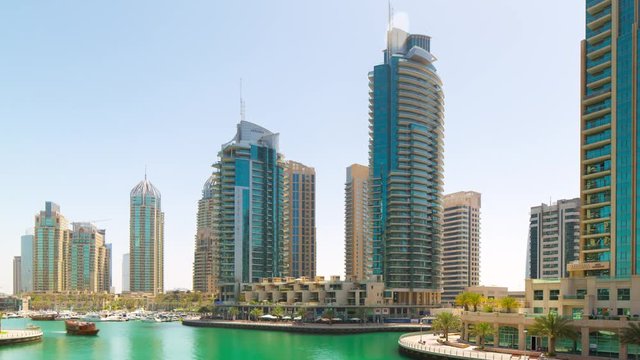 summer day dubai marina gulf bay panorama 4k time lapse united arab emirates
