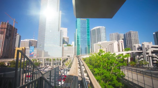 miami downtown sunny day metro ride 4k time lapse florida usa
