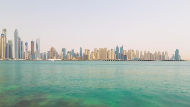summer day dubai marina jbr palm panorama 4k time lapse uae
