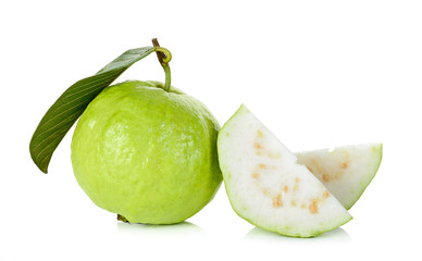 Sliced guava fruit isolated on the white