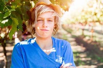 Boy in vineyard