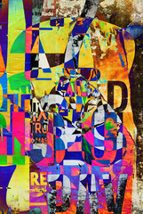 Background random digital collage or typography design wallpaper