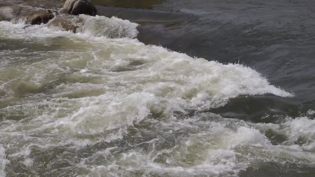 Water Flowing Strong In A River