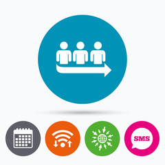 Queue sign icon. Long turn symbol.