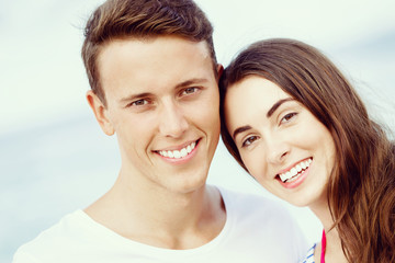 Romantic young couple on the beach