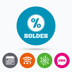 Soldes - Sale in French sign icon. Star.