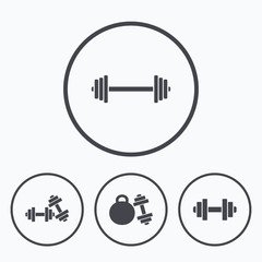 Dumbbells icons. Fitness sport symbols.