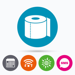 Toilet paper sign icon. WC roll symbol.