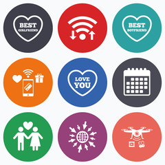 Valentine day love icons. Best girlfriend.