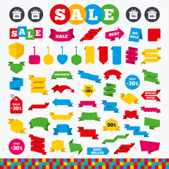 Sale gift box tag icons. Discount symbols.