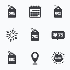 Sale price tag icons. Discount symbols.