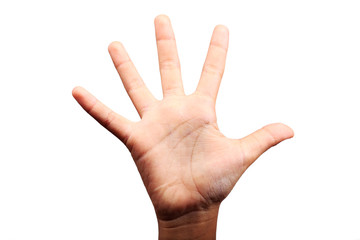 children's hand with five sign