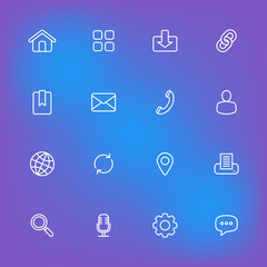 white line simple web icon set for web design, user interface (UI), infographic and mobile application (apps)