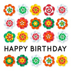 Set of colorful Paper Flowers white background. Flower  icon. Flowers vector illustrator.