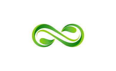 infinity plant logo, leaves infinity symbol icon vector design