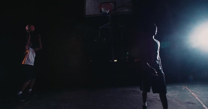 Basketball Player Throwing Ball into Basket