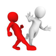 3d abstract human. Trip and fall down.