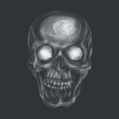 white skull, black background, X-ray, Roentgen