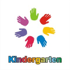 Kindergarten Colorful Hand Logo