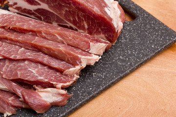 Sliced pork meat