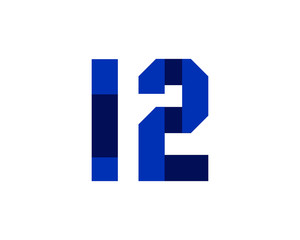12 blue ribbon number logo