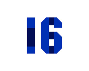 16 blue ribbon number logo
