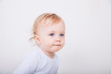 Naklejka premium Happy baby isolated on white