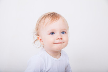 Naklejka premium Happy baby isolated on white