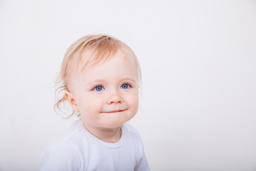 Naklejka premium Happy baby isolated on white