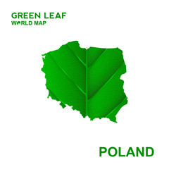 Naklejka premium Map Of Poland,Nature green leaf, vector illustration