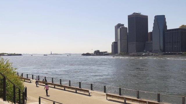 summer time manhattan downtown broolkyn bay panorama 4k usa
