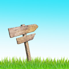 Wooden sign isolated on white